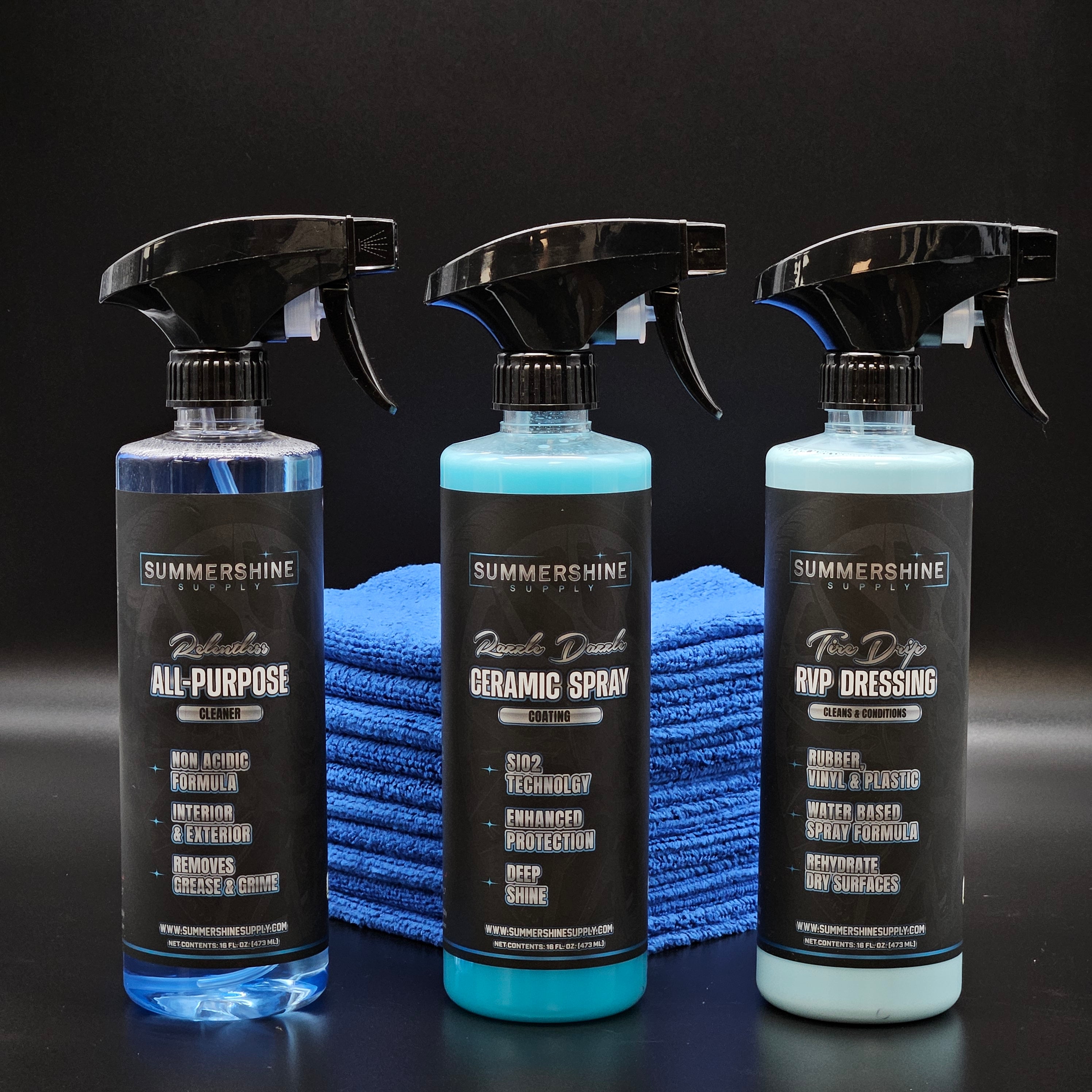 🔧 Exterior Detailing Bundle by SummerShine Supply – Ceramic Spray Coating, Tire Dressing, All-Purpose Cleaner & Microfiber Towels (13-Piece Set)