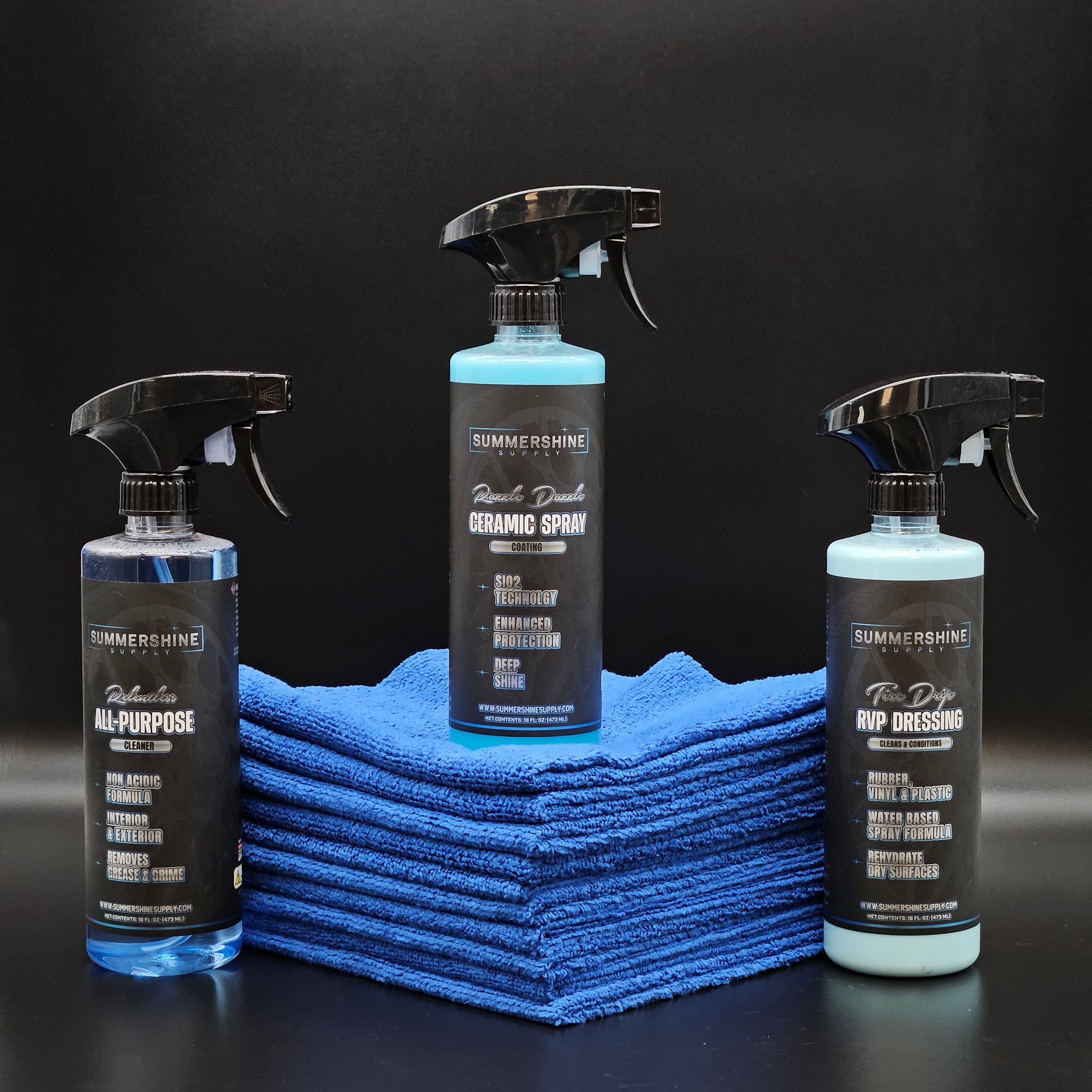🔧 Exterior Detailing Bundle by SummerShine Supply – Ceramic Spray Coating, Tire Dressing, All-Purpose Cleaner & Microfiber Towels (13-Piece Set)